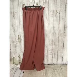 Wide Leg Front Split Straight Pants Pink Size Small for Women